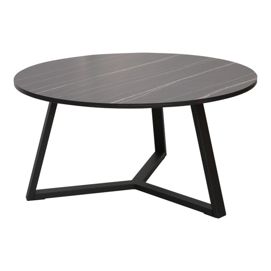 Τραπέζι σαλονιού Berton pakoworld σε όψη μαρμάρου με μαύρο μέταλλο Φ80x40εκ - Hippiehome.gr