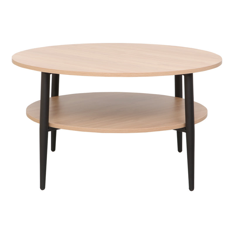 Τραπέζι σαλονιού Kody pakoworld σε φυσική απόχρωση με μαύρα μεταλλικά πόδια Φ80x45εκ - Hippiehome.gr