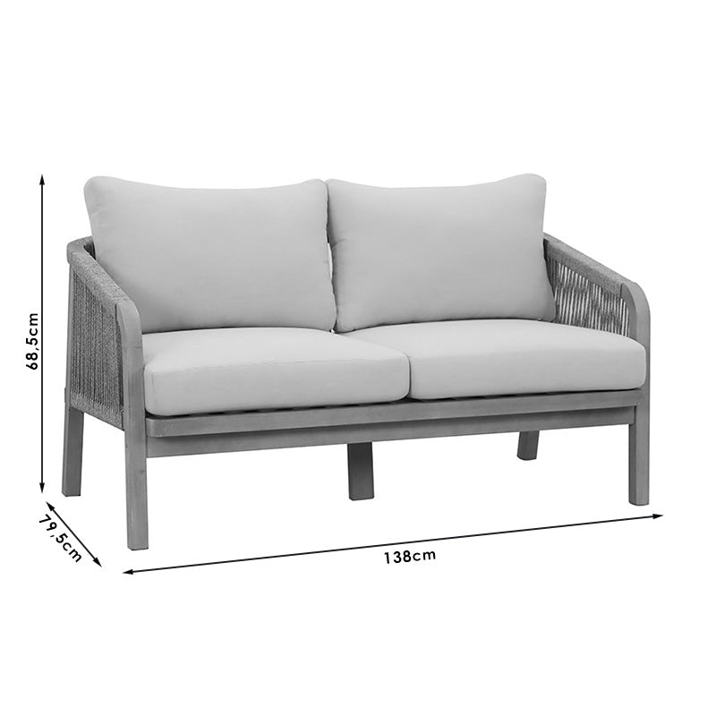 Σαλόνι κήπου Malibu pakoworld μασίφ ξύλο ακακίας-ύφασμα μπεζ - Hippiehome.gr