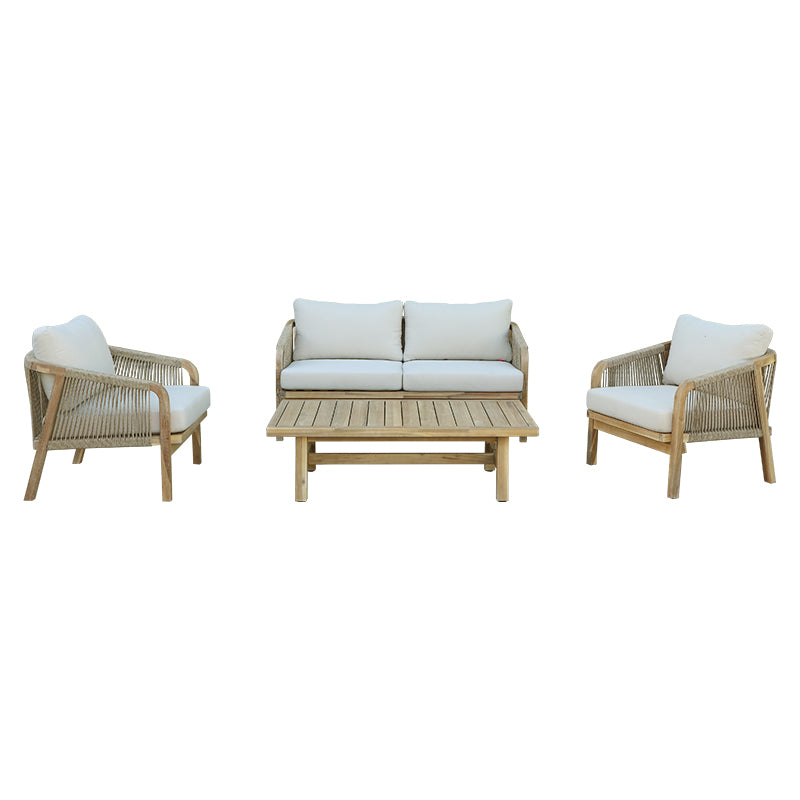 Σαλόνι κήπου Malibu pakoworld μασίφ ξύλο ακακίας-ύφασμα μπεζ - Hippiehome.gr