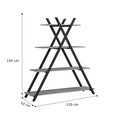 Βιβλιοθήκη Tree pakoworld μαύρο-φυσικό 120x33x135εκ - Hippie Home 