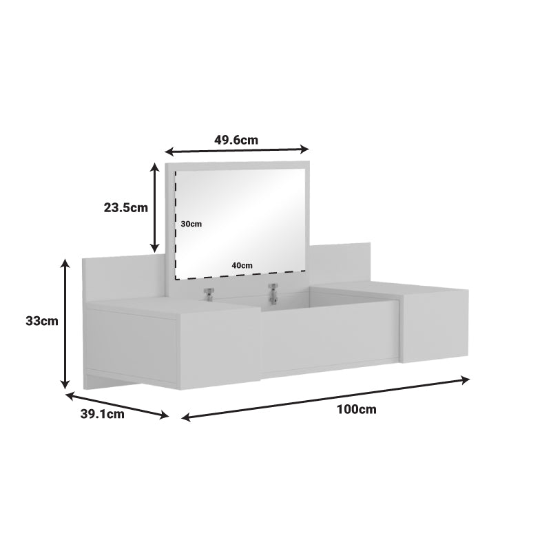 Τουαλέτα κρεβατοκάμαρας Paltar pakoworld επιτοίχια με καθρέπτη σε λευκή απόχρωση 100x39.1x33εκ - Hippiehome.gr