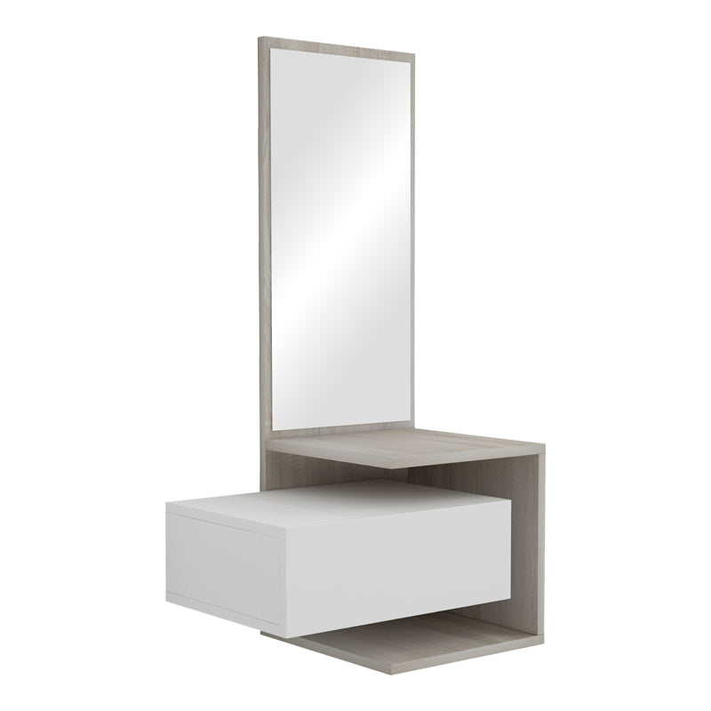 Έπιπλο εισόδου Kendi pakoworld επιτοίχιο με καθρέπτη σε λευκό-sonoma απόχρωση 49.1x31.3x90εκ - Hippiehome.gr