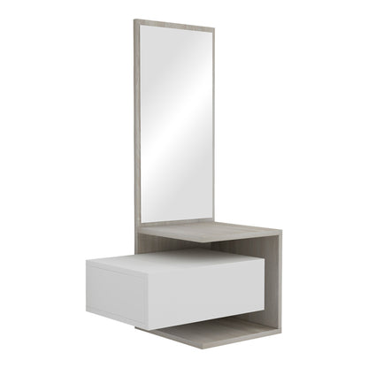 Έπιπλο εισόδου Kendi pakoworld επιτοίχιο με καθρέπτη σε λευκό-sonoma απόχρωση 49.1x31.3x90εκ - Hippiehome.gr