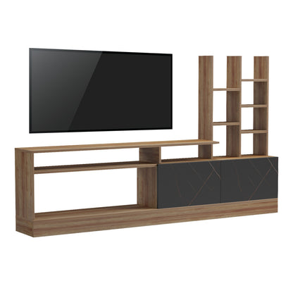 Σύνθετο σαλονιού Seruno pakoworld oak - μαύρο μαρμάρου 170x25x100εκ - Hippiehome.gr