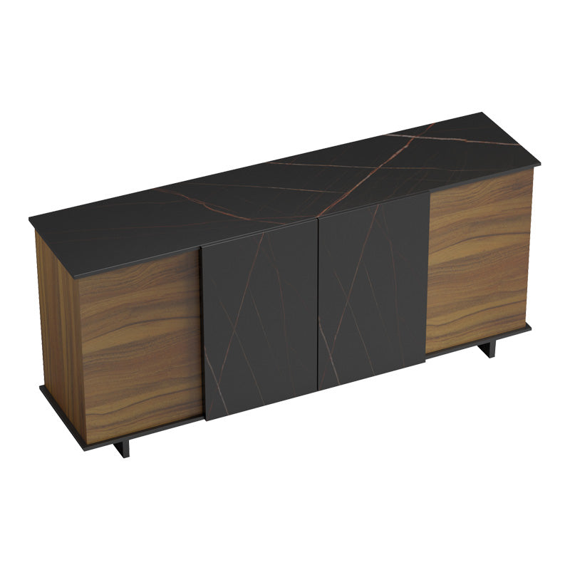 Μπουφές Zafore pakoworld καρυδί- μαύρο μαρμάρου 180x45x80εκ - Hippiehome.gr