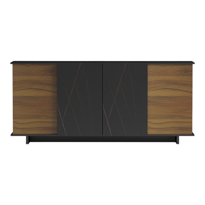 Μπουφές Zafore pakoworld καρυδί- μαύρο μαρμάρου 180x45x80εκ - Hippiehome.gr