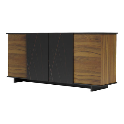 Μπουφές Zafore pakoworld καρυδί- μαύρο μαρμάρου 180x45x80εκ - Hippiehome.gr