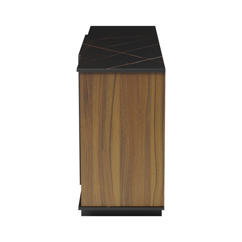 Μπουφές Zafore pakoworld καρυδί- μαύρο μαρμάρου 180x45x80εκ - Hippiehome.gr