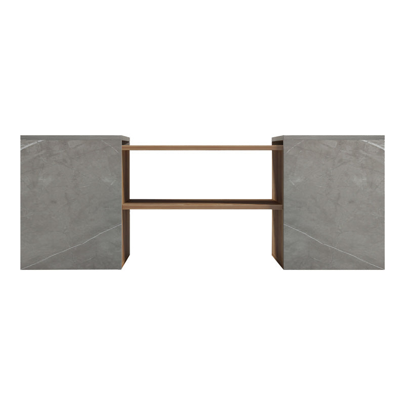 Τραπέζι σαλονιού Morfi pakoworld πολυμορφικό 3τεμ σε oak-μπεζ μαρμάρου απόχρωση 105x45x37εκ - Hippiehome.gr