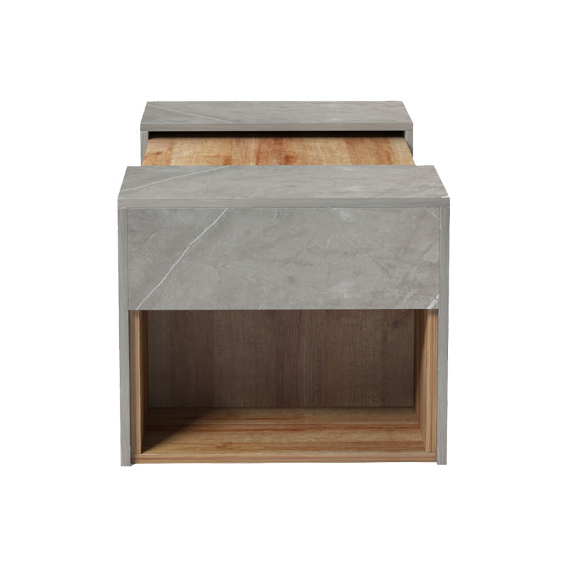 Τραπέζι σαλονιού Morfi pakoworld πολυμορφικό 3τεμ σε oak-μπεζ μαρμάρου απόχρωση 105x45x37εκ - Hippiehome.gr