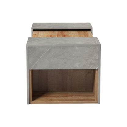 Τραπέζι σαλονιού Morfi pakoworld πολυμορφικό 3τεμ σε oak-μπεζ μαρμάρου απόχρωση 105x45x37εκ - Hippiehome.gr