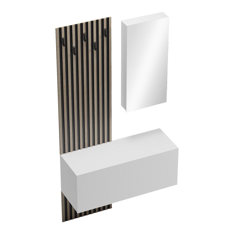 Έπιπλο εισόδου με καθρέπτη Arika pakoworld σε λευκό-sonoma απόχρωση 100x37.1x199.5εκ - Hippiehome.gr