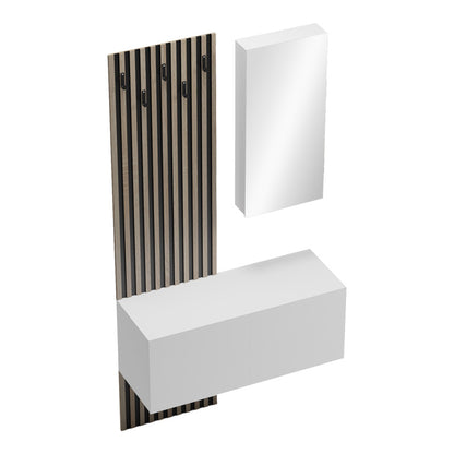 Έπιπλο εισόδου με καθρέπτη Arika pakoworld σε λευκό-sonoma απόχρωση 100x37.1x199.5εκ - Hippiehome.gr