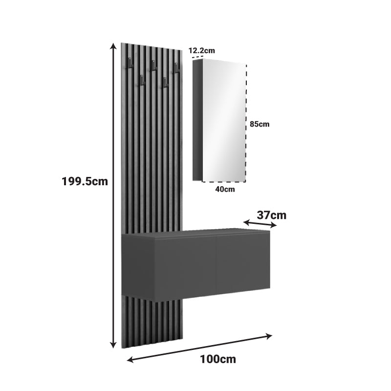 Έπιπλο εισόδου με καθρέπτη Arika pakoworld σε λευκό-sonoma απόχρωση 100x37.1x199.5εκ - Hippiehome.gr