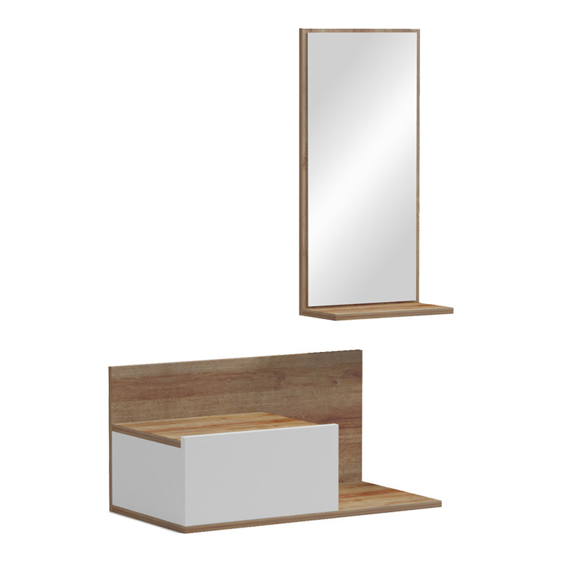 Έπιπλο εισόδου με καθρέπτη Miranda pakoworld σε λευκή-oak απόχρωση 60x30x89.5εκ - Hippiehome.gr