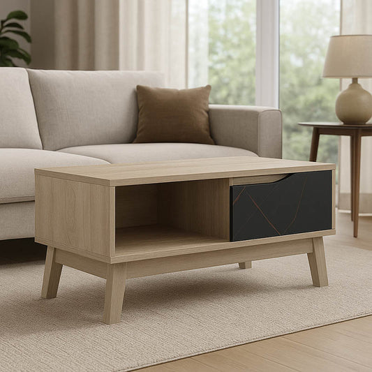 Τραπέζι σαλονιού Judas pakoworld σε μαύρο μαρμάρου-sonoma απόχρωση 90x45x38.5εκ - Hippiehome.gr