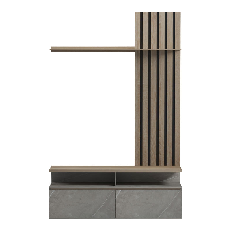 Σύνθετο σαλονιού Perlento pakoworld σε μπεζ μαρμάρου με sonoma απόχρωση 140x41x219.5εκ - Hippiehome.gr