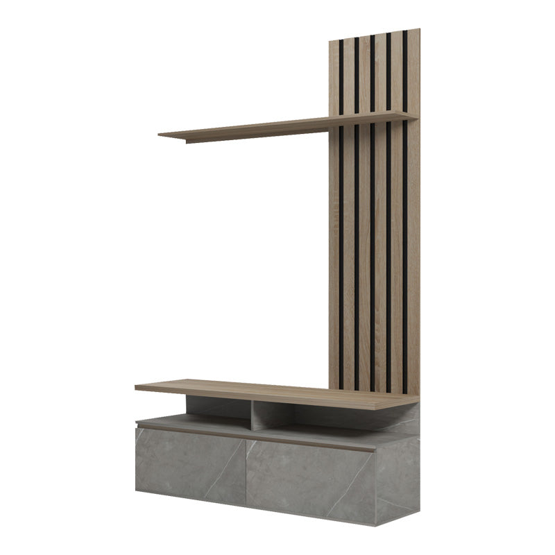 Σύνθετο σαλονιού Perlento pakoworld σε μπεζ μαρμάρου με sonoma απόχρωση 140x41x219.5εκ - Hippiehome.gr