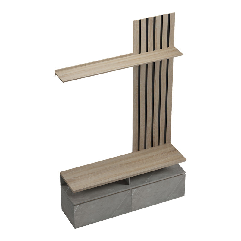 Σύνθετο σαλονιού Perlento pakoworld σε μπεζ μαρμάρου με sonoma απόχρωση 140x41x219.5εκ - Hippiehome.gr