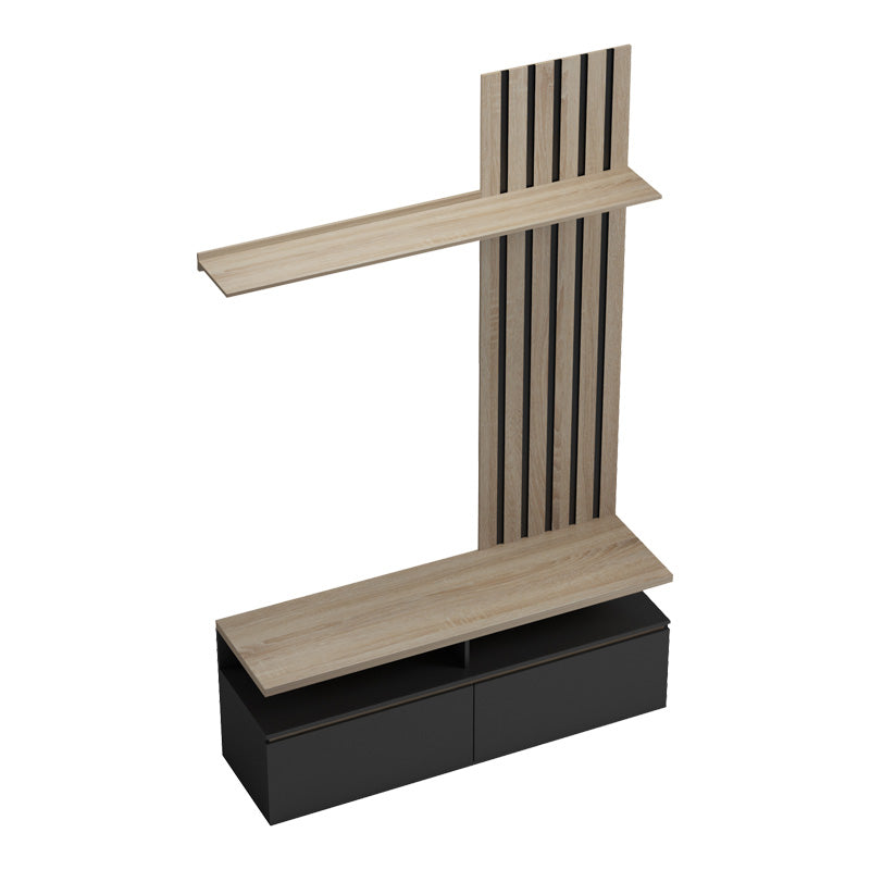 Σύνθετο σαλονιού Perlento pakoworld σε μαύρο με sonoma απόχρωση 140x41x219.5εκ - Hippiehome.gr