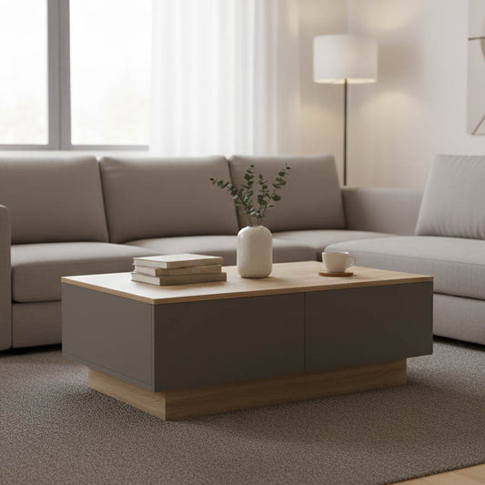 Τραπέζι σαλονιού Winey pakoworld σε sonoma-ανθρακί απόχρωση 90x60x31.5εκ - Hippiehome.gr