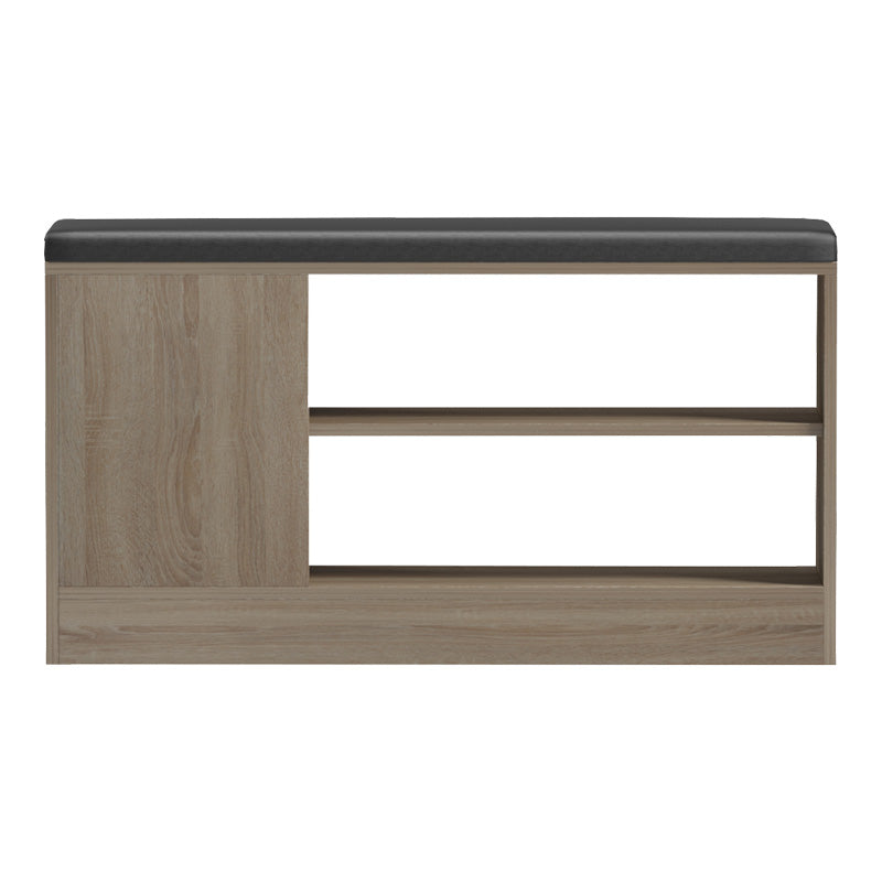 Παπουτσοθήκη-σκαμπό Deboule pakoworld 8 ζευγών σε sonoma-μαύρη απόχρωση 90x30x46εκ - Hippiehome.gr