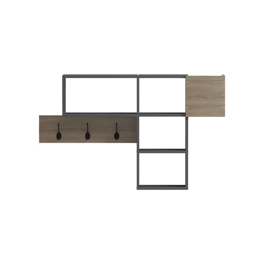 Κρεμάστρα τοίχου Wenia pakoworld σε sonoma-ανθρακί απόχρωση 99.5x15x61εκ - Hippiehome.gr