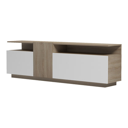 Έπιπλο τηλεόρασης Vendora pakoworld σε sonoma-λευκή απόχρωση 150x29.5x46.3εκ - Hippiehome.gr