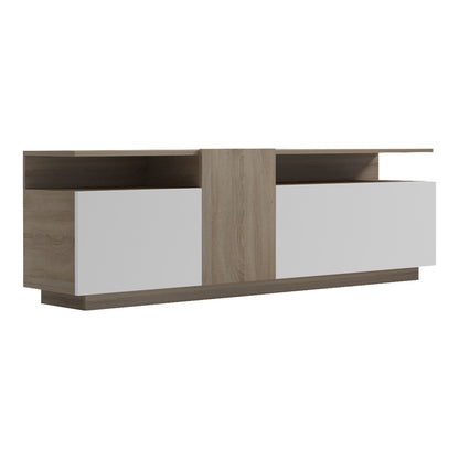 Έπιπλο τηλεόρασης Vendora pakoworld σε sonoma-λευκή απόχρωση 150x29.5x46.3εκ - Hippiehome.gr