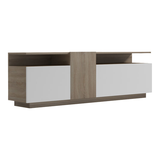 Έπιπλο τηλεόρασης Vendora pakoworld σε sonoma-λευκή απόχρωση 150x29.5x46.3εκ - Hippiehome.gr