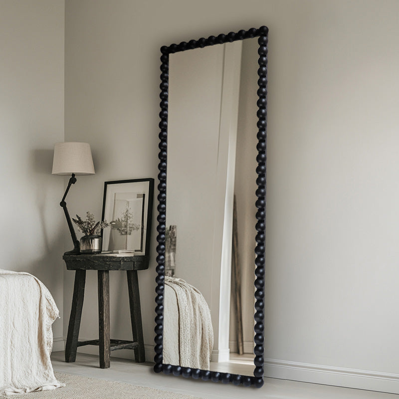 Καθρέπτης Ledalo pakoworld ξύλο σε μαύρη απόχρωση 45x4.5x130εκ - Hippiehome.gr