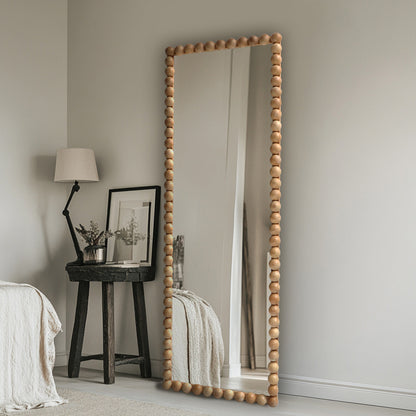 Καθρέπτης Ledalo pakoworld ξύλο σε φυσική απόχρωση 45x4.5x130εκ - Hippiehome.gr