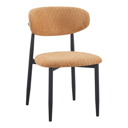 Καρέκλα Folegio pakoworld μπουκλέ σε camel απόχρωση με μαύρα πόδια 50x57x79.5εκ - Hippiehome.gr