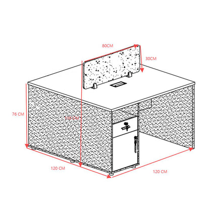 Γραφείο εργασίας επαγγελματικό 2 θέσεων Dakota pakoworld σε καρυδί-ανθρακί απόχρωση 120x120x76εκ - Hippiehome.gr