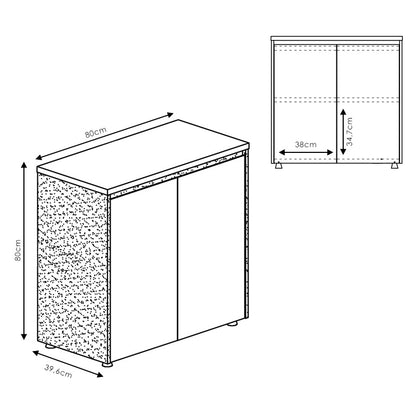 Ντουλάπια γραφείου χαμηλά επαγγελματικά Oscar pakoworld καρυδί-ανθρακί 200x40x80εκ - Hippiehome.gr
