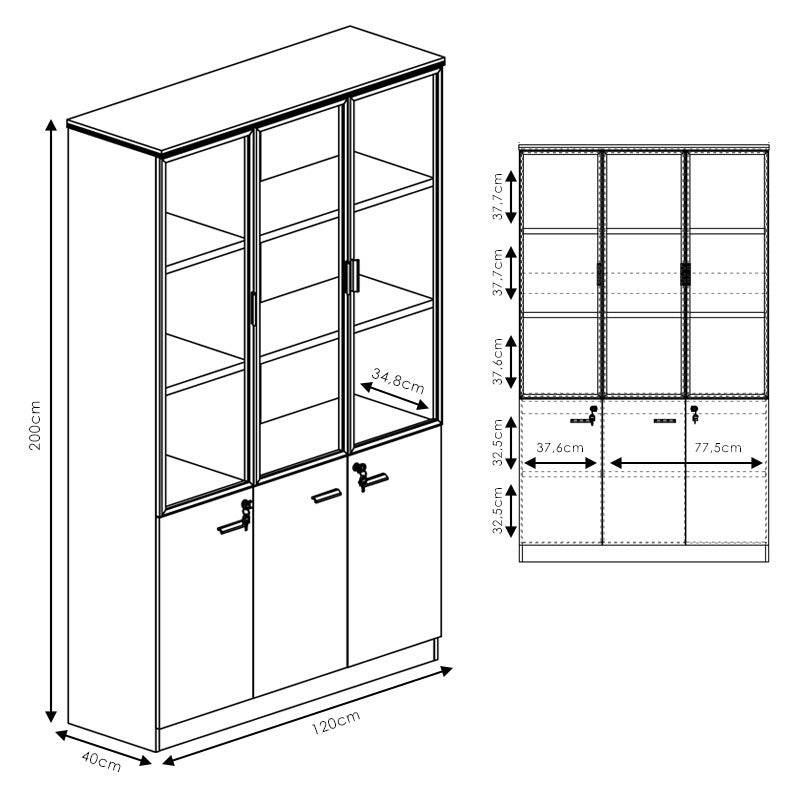 Ντουλάπες γραφείου επαγγελματικές Oscar pakoworld καρυδί-ανθρακί 240x40x200εκ - Hippiehome.gr