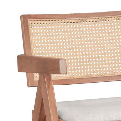 Πολυθρόνα Winslow pakoworld ξύλο rubberwood ανοικτό καρυδί-pvc rattan φυσικό-ύφασμα γκρι - Hippiehome.gr