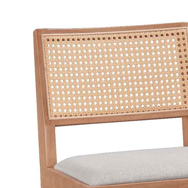 Σκαμπό bar Winslow pakoworld ξύλο rubberwood ανοικτό καρυδί-pvc rattan φυσικό-ύφασμα γκρι 44.5x46x98εκ - Hippiehome.gr