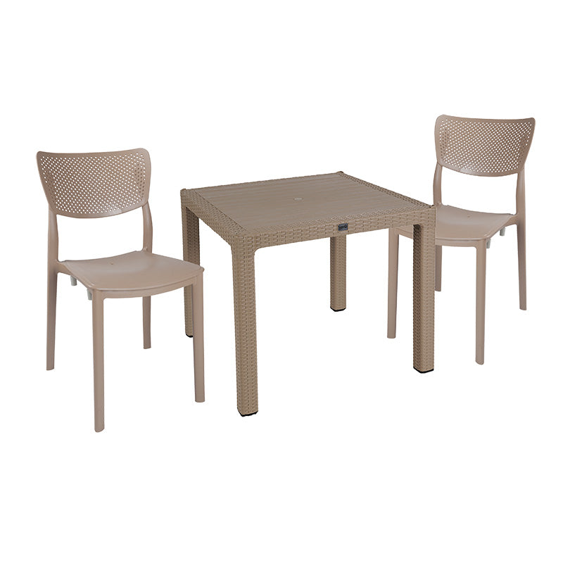 Τραπεζαρία Explore-Ignite pakoworld σετ 3τεμ PP cappuccino 90x90x73,5εκ - Hippiehome.gr