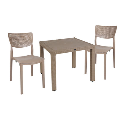 Τραπεζαρία Explore-Ignite pakoworld σετ 3τεμ PP cappuccino 90x90x73,5εκ - Hippiehome.gr