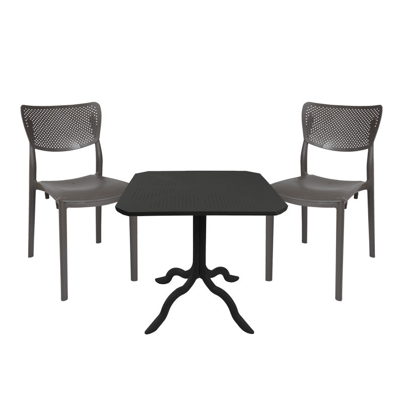 Τραπεζαρία Icon-Ignite pakoworld σετ 3τεμ PP σε ανθρακί απόχρωση - Hippiehome.gr