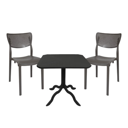 Τραπεζαρία Icon-Ignite pakoworld σετ 3τεμ PP σε ανθρακί απόχρωση - Hippiehome.gr