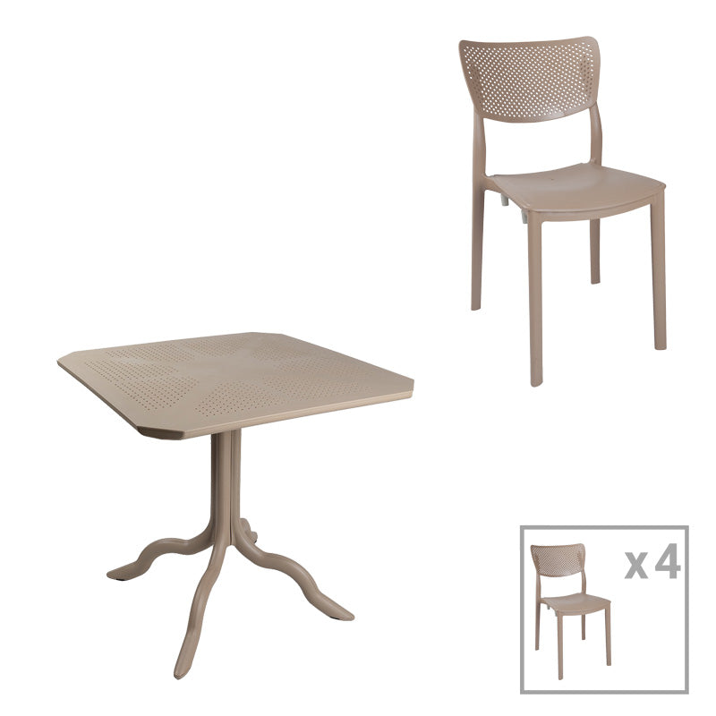 Τραπεζαρία Icon-Ignite pakoworld σετ 5τεμ PP σε cappuccino απόχρωση - Hippiehome.gr