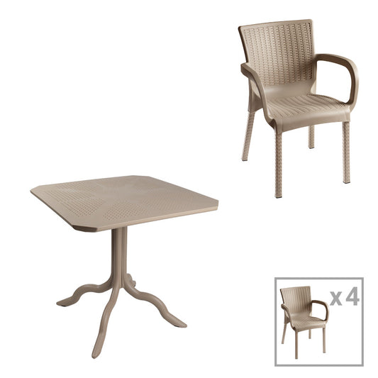 Τραπεζαρία Icon-Festive pakoworld σετ 5τεμ PP σε cappuccino απόχρωση - Hippiehome.gr