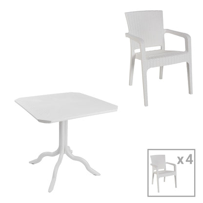 Τραπεζαρία Icon-Halcyon pakoworld σετ 5τεμ PP σε λευκή απόχρωση - Hippiehome.gr