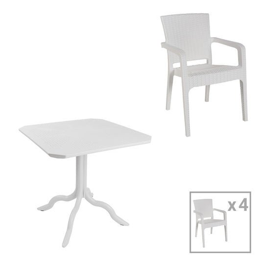 Τραπεζαρία Icon-Halcyon pakoworld σετ 5τεμ PP σε λευκή απόχρωση - Hippiehome.gr