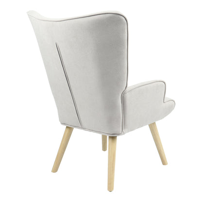 Πολυθρόνα Fluffy pakoworld ύφασμα ανοιχτό γκρι-φυσικό πόδι 75x69x96εκ - Hippiehome.gr