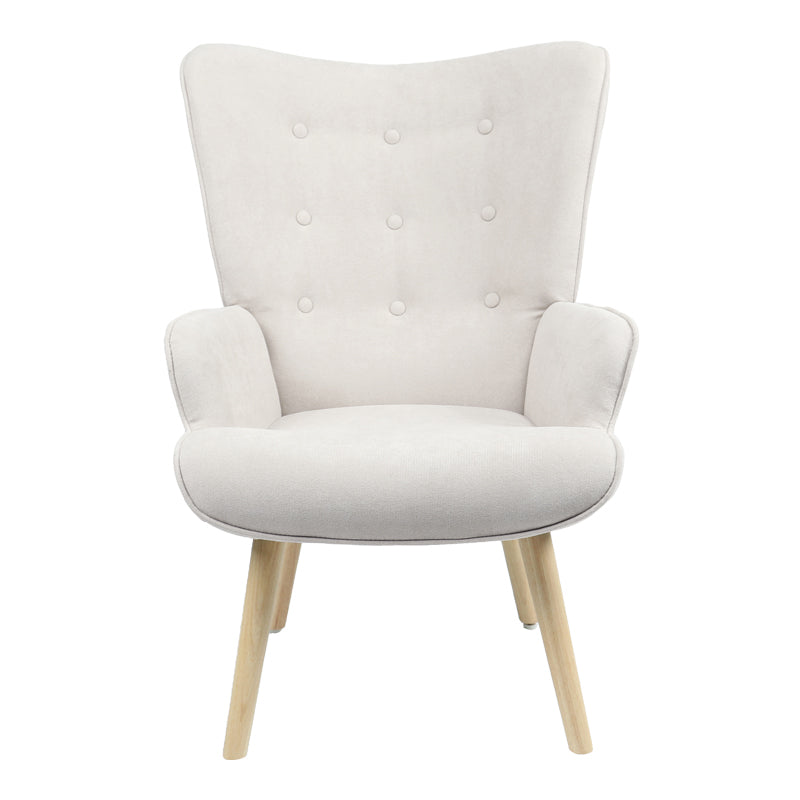 Πολυθρόνα Fluffy pakoworld ύφασμα ανοιχτό γκρι-φυσικό πόδι 75x69x96εκ - Hippiehome.gr