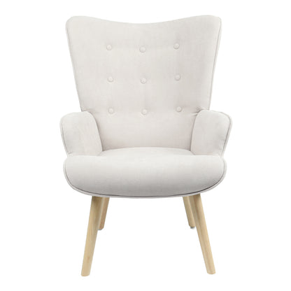 Πολυθρόνα Fluffy pakoworld ύφασμα ανοιχτό γκρι-φυσικό πόδι 75x69x96εκ - Hippiehome.gr